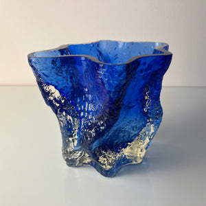 Vase blau Glas von Kai Blomqvist für Riihimaki / Riihimaen Lasi Oy