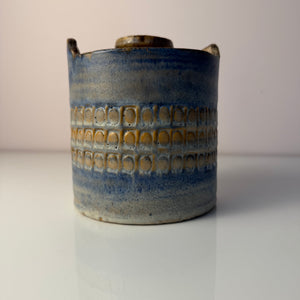 Vorratsdose blau Keramik mit eingeprägtem Muster aus Dänemark