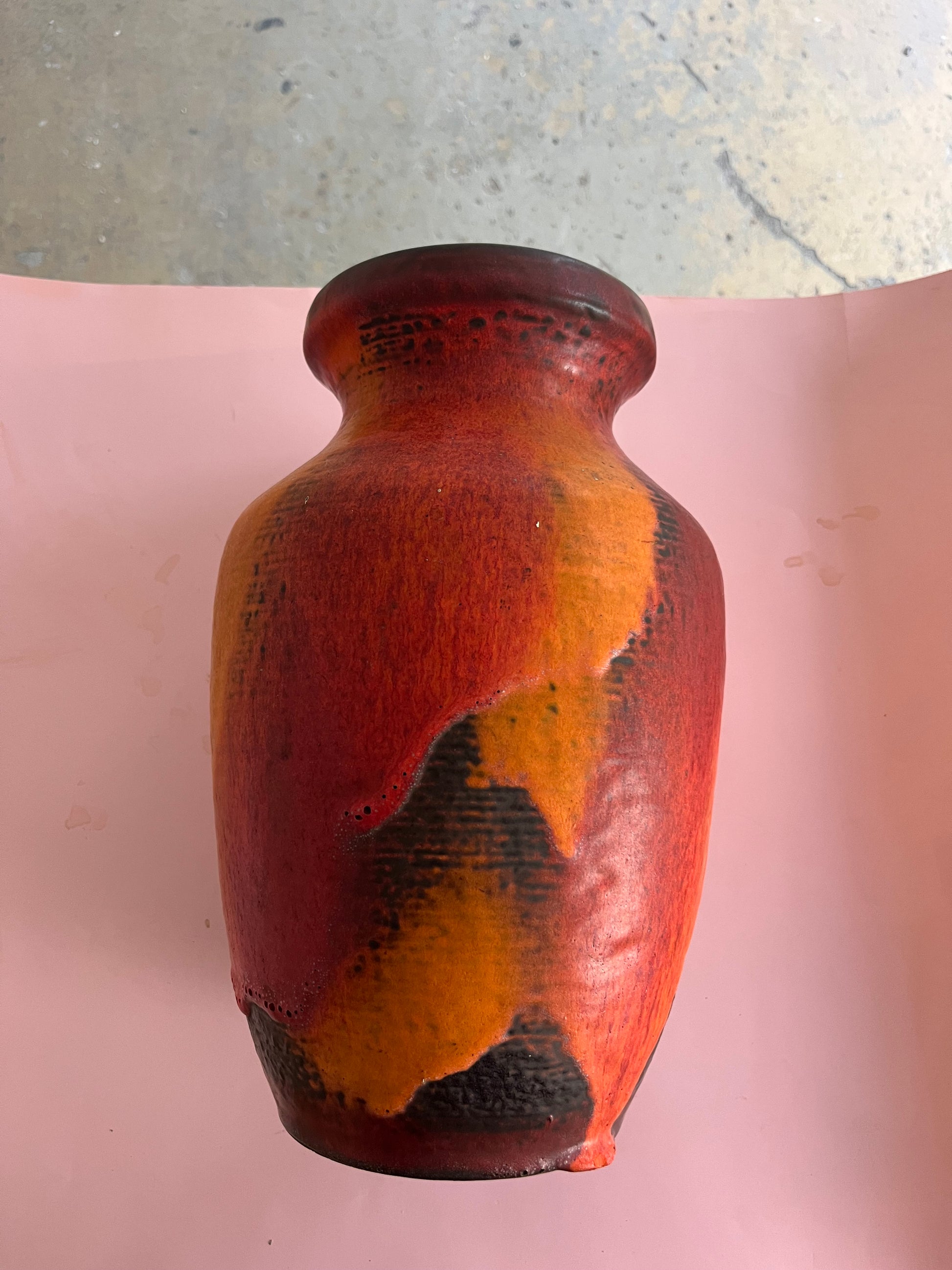Vase 7312-30 Fat Lava orange rot von Carstens Keramik West Germany
