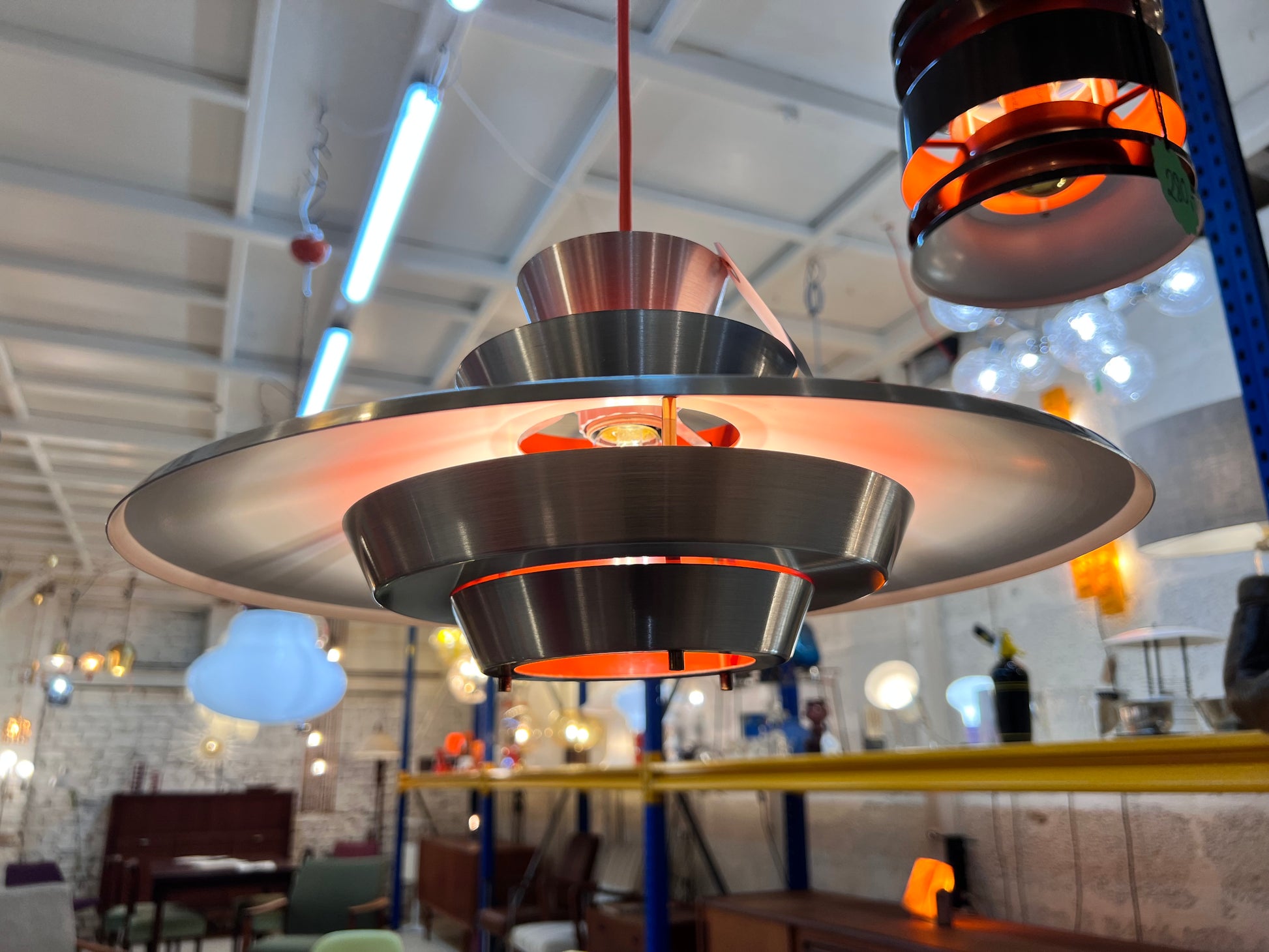 Lamellenlampe Søvaern silber orange von Carl Thore für Granhaga