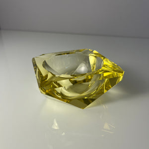 Aschenbecher gelb Kristallglas