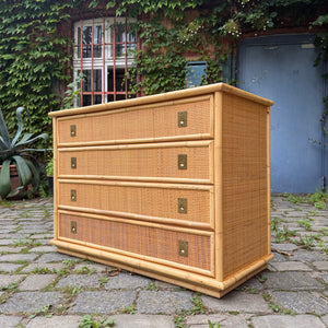 Kommode Rattan Bambus mit Messinggriffen von Dal Vera