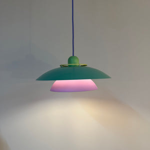 Lamellenlampe neu lackiert flieder türkis aus Dänemark