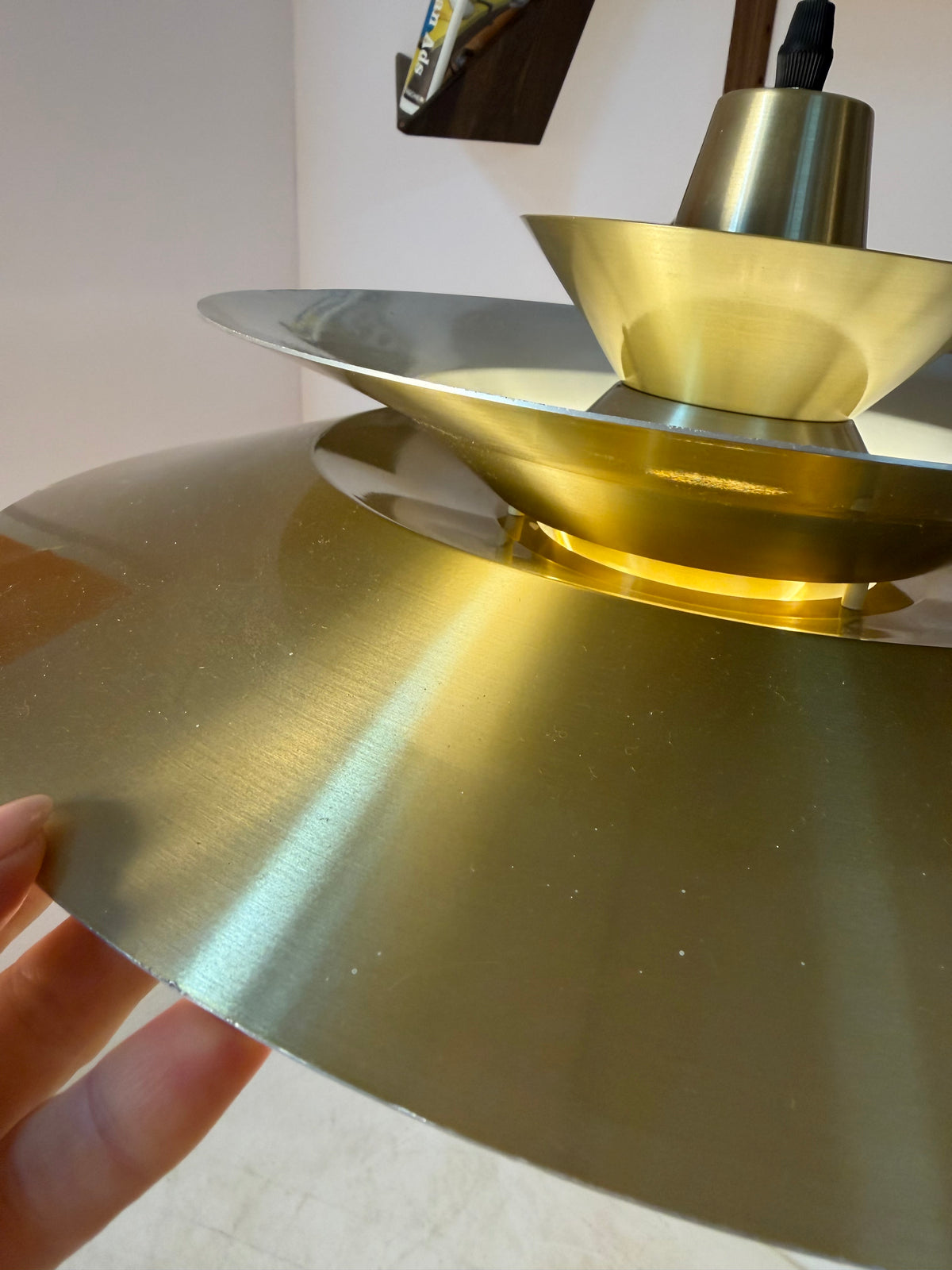 Lamellenlampe gold gelb von Bent Nordsted für Lyskær