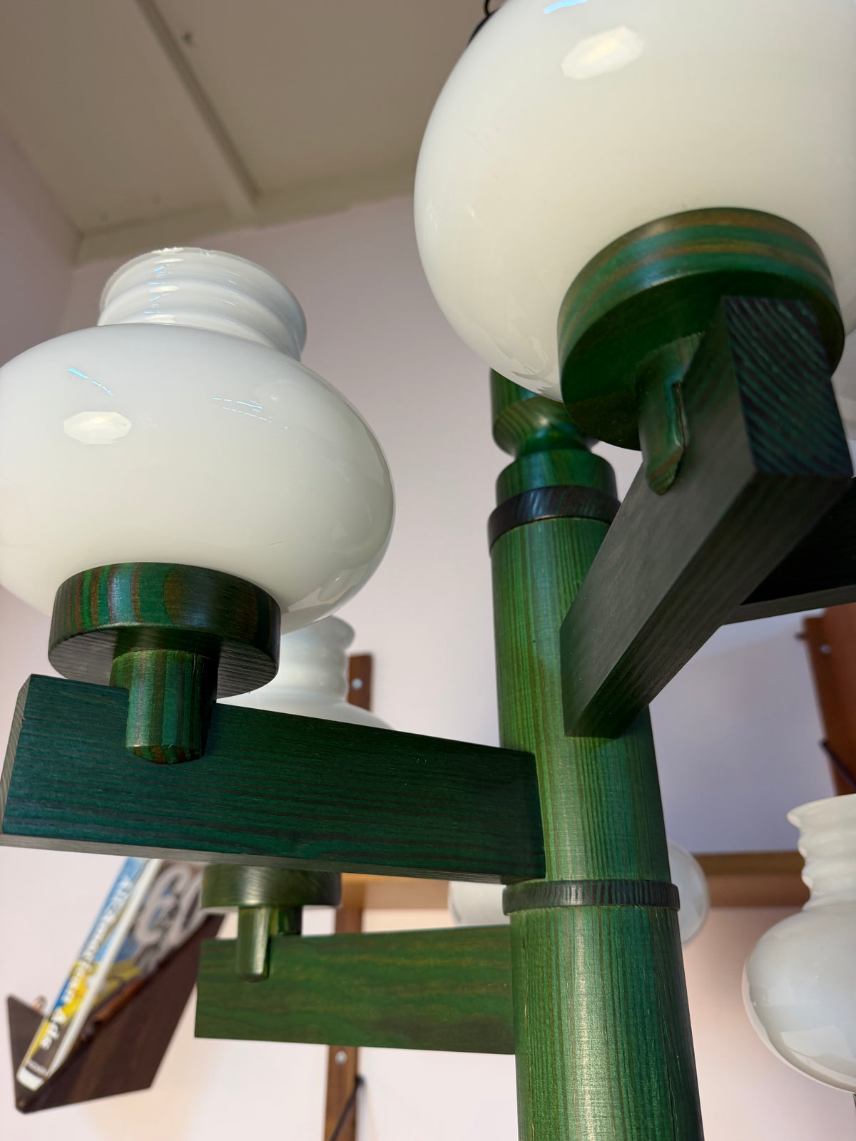 Kronleuchter grün Opalglas