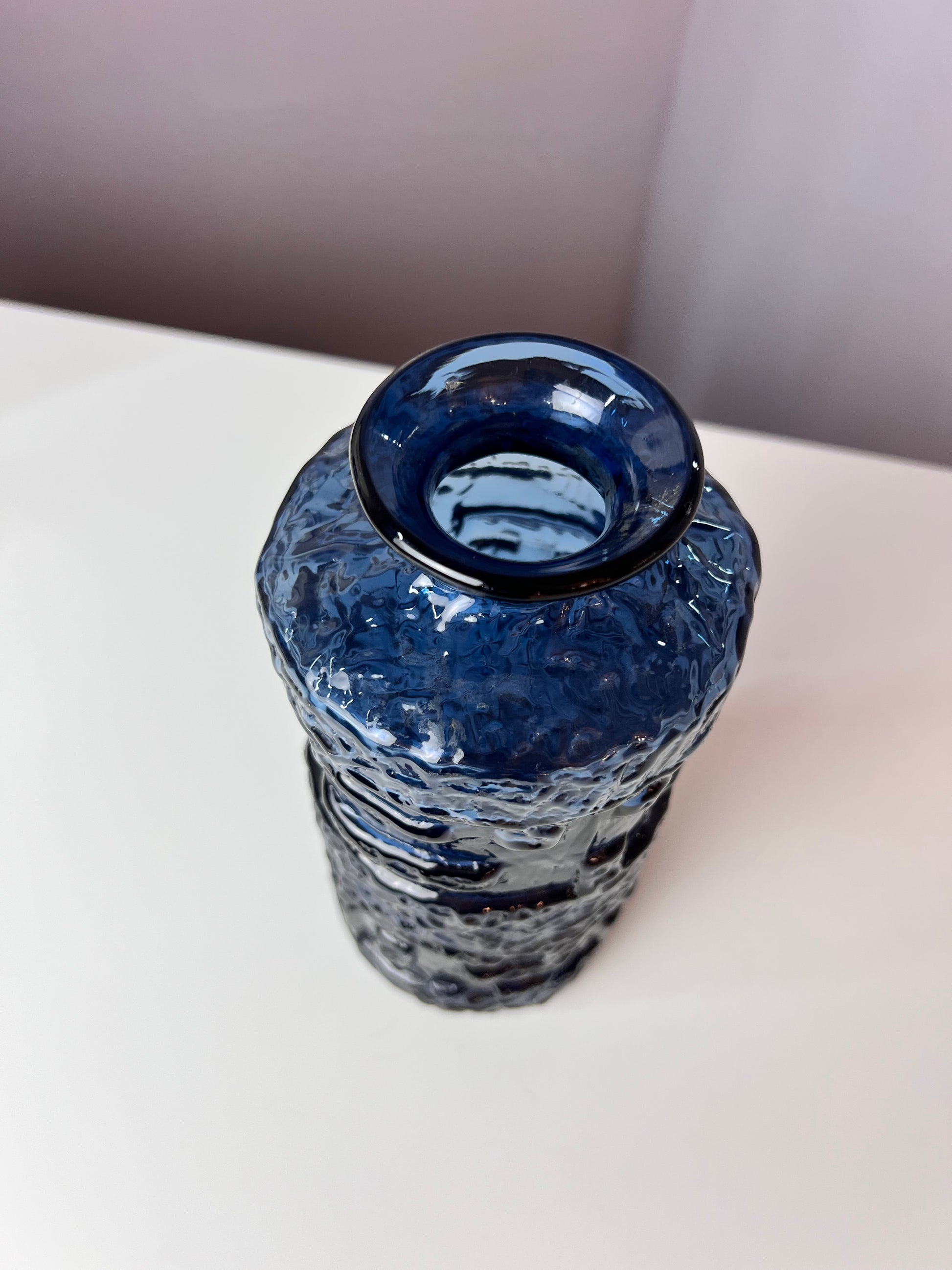 Vase blau Glas von Göte Augutsson für Ruda Glasbruk