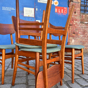Set: 6x Esszimmerstuhl grau Teak neu gepolstert