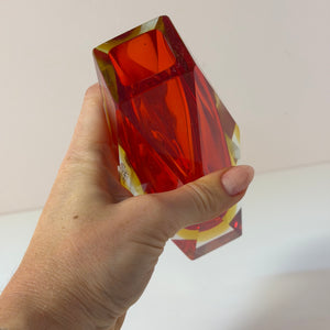 Blockvase rot gelb Murano-Glas von Vetreria Artistica Oball