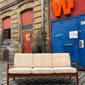 3-Sitzer Sofa Senator beige Wolle Teak von Ole Wanscher für Cado