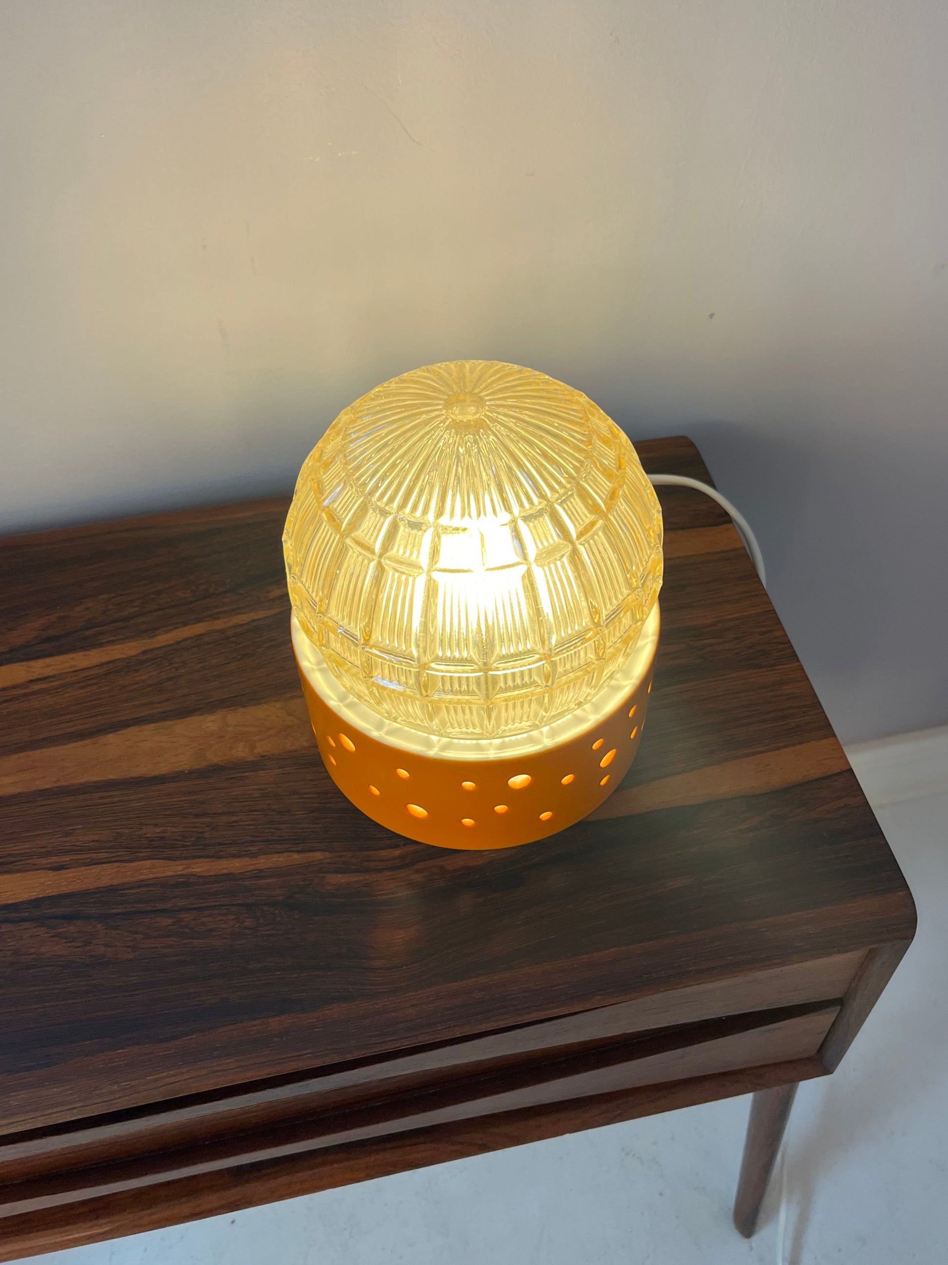 Tischlampe orange weiß von Gerold Porzellan Bavaria