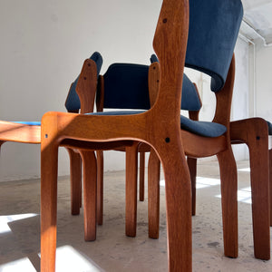 Set: 4x Polsterstuhl blau Teak von Erik Buch für O.D. Møbler