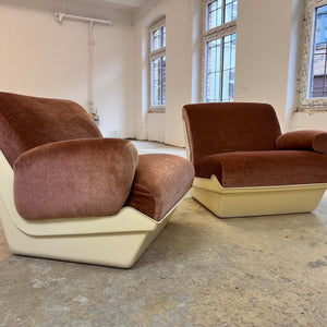 Modularer Schalensessel rosa Samt & Kunststoff