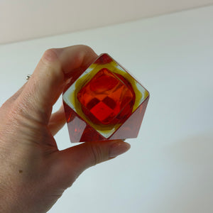 Blockvase rot gelb Murano-Glas von Vetreria Artistica Oball