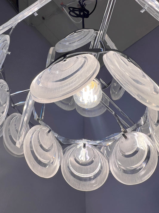 Hängelampe mit Scheiben silber weiß Acrylglas Metall