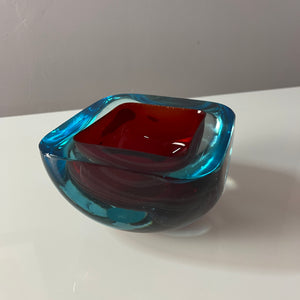 Schale rot blau Muranoglas