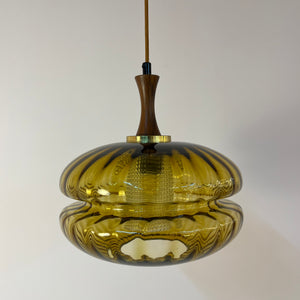 Hängelampe Glas Teak von Orrefors