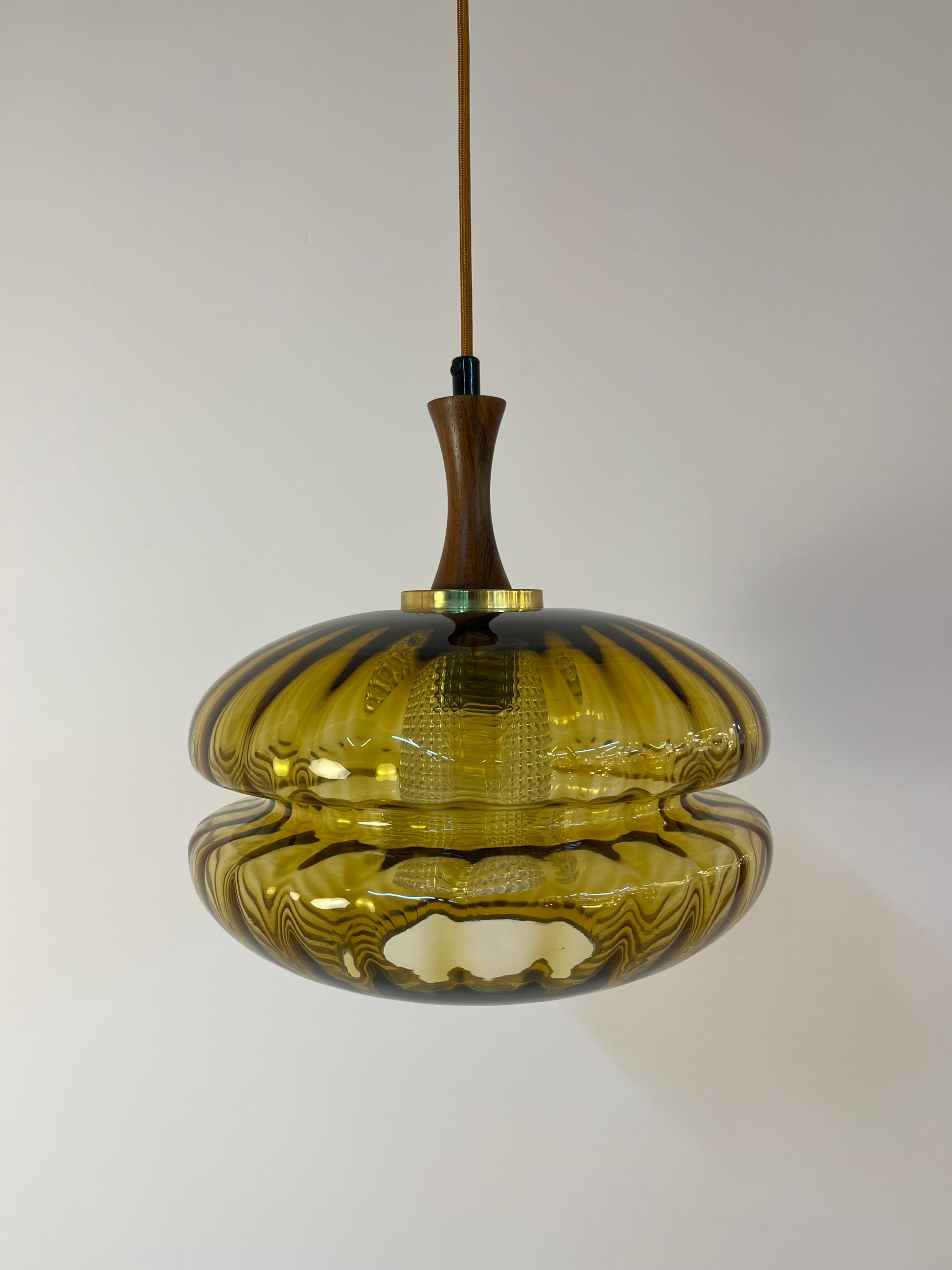 Hängelampe Glas Teak von Orrefors