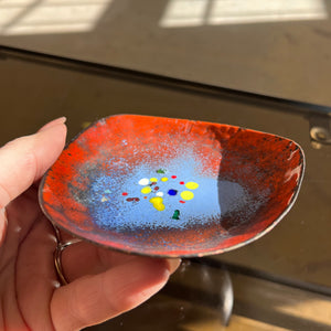 Mini Schale rot blau Emaille
