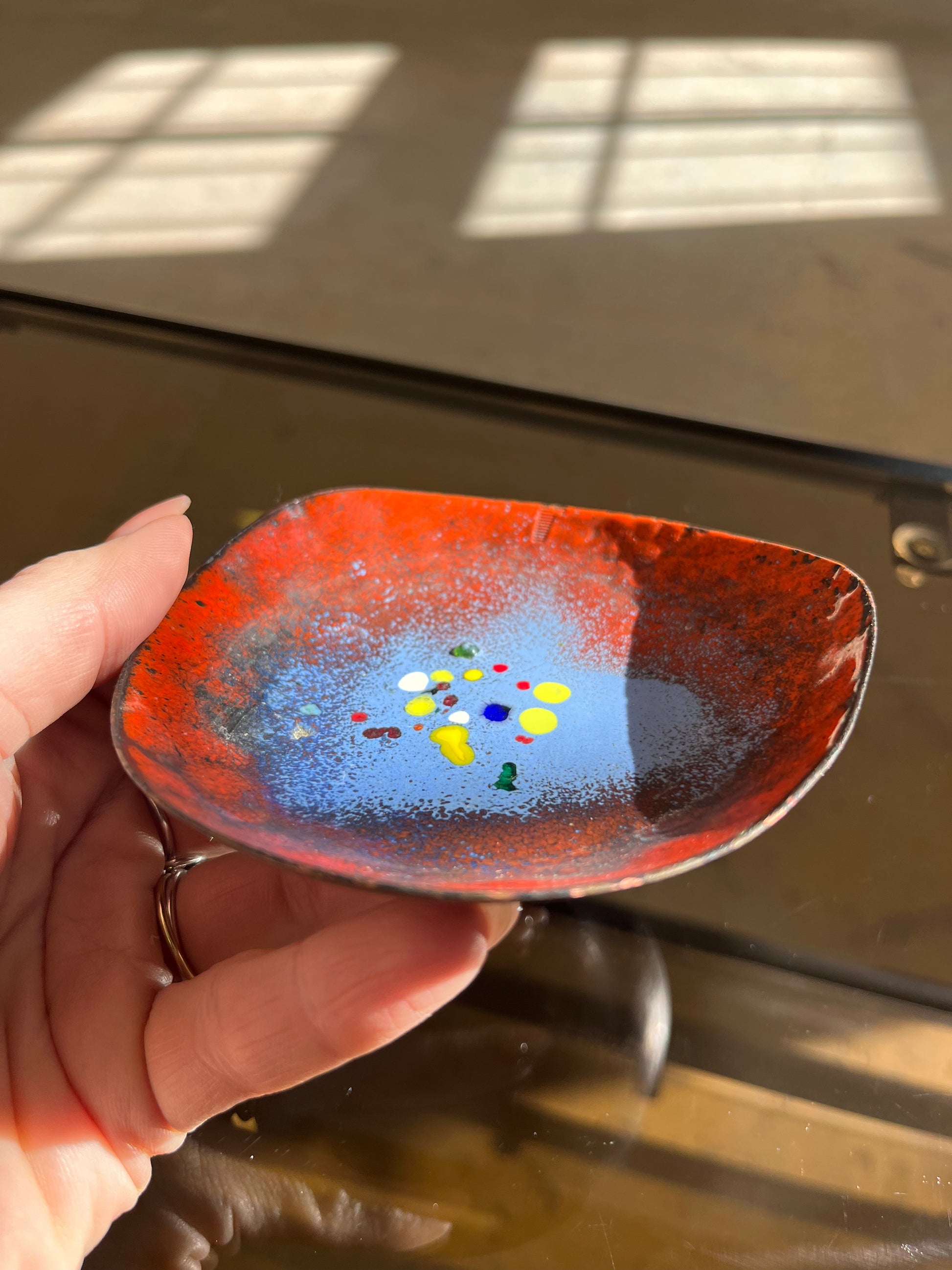 Mini Schale rot blau Emaille