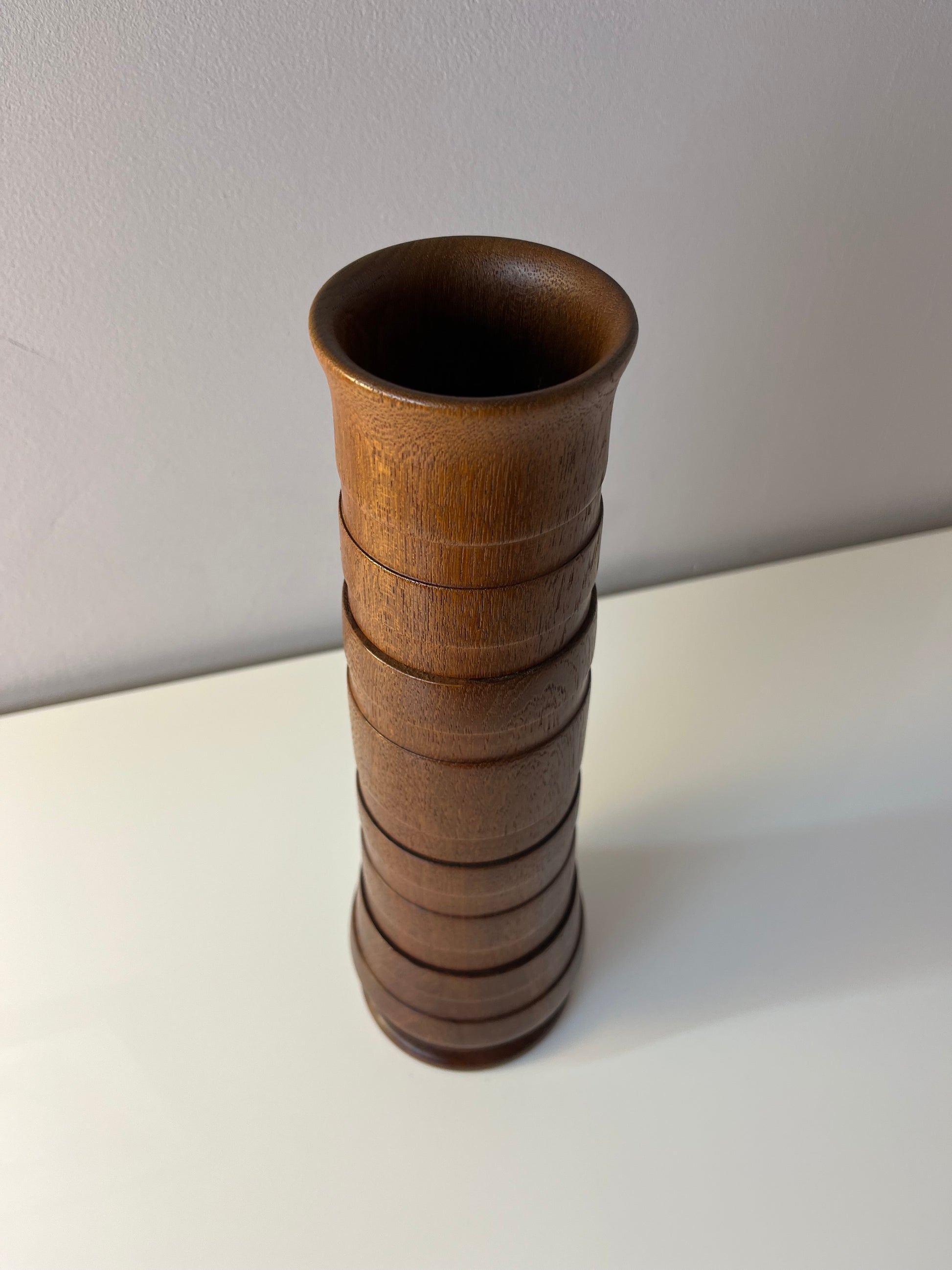 Stapelbare Vase Teak aus Dänemark