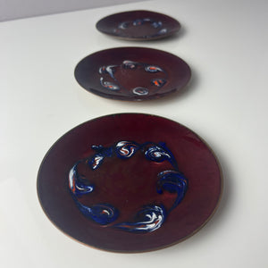 Set: 6x Schale weinrot Emaille