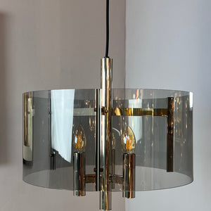 Hängelampe Chrom & Rauchacryl