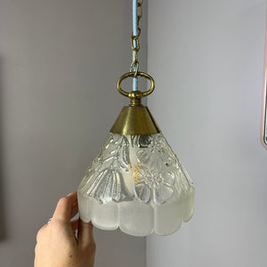 Hängelampe Glas Messing mit Kette aus Dänemark
