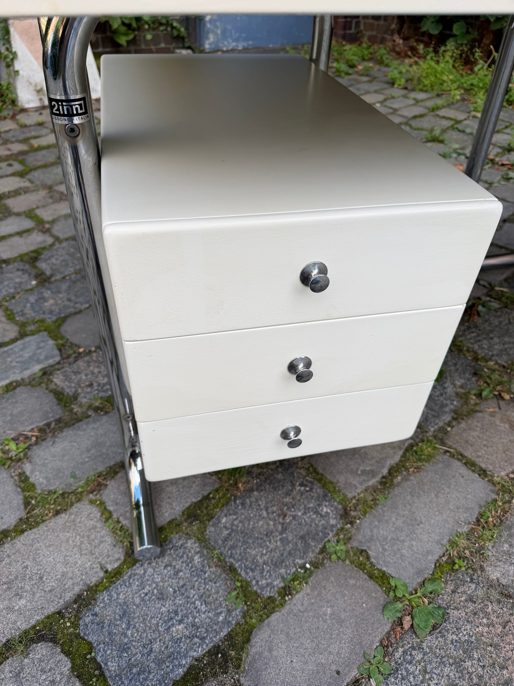 Schreibtisch weiß Fiberglas Chrom von 2 INN Lissone