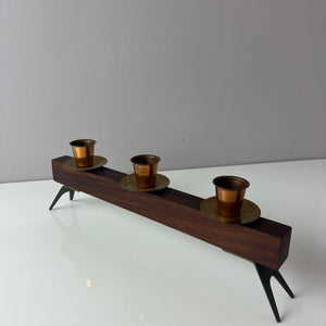 Kerzenständer Teak Messing