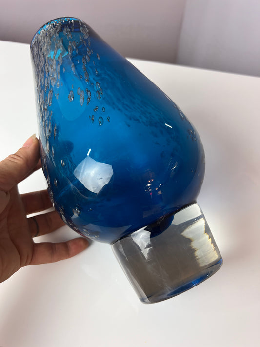 Vase blau Glas von von Heinrich Löffelhardt für Schott Zwiesel