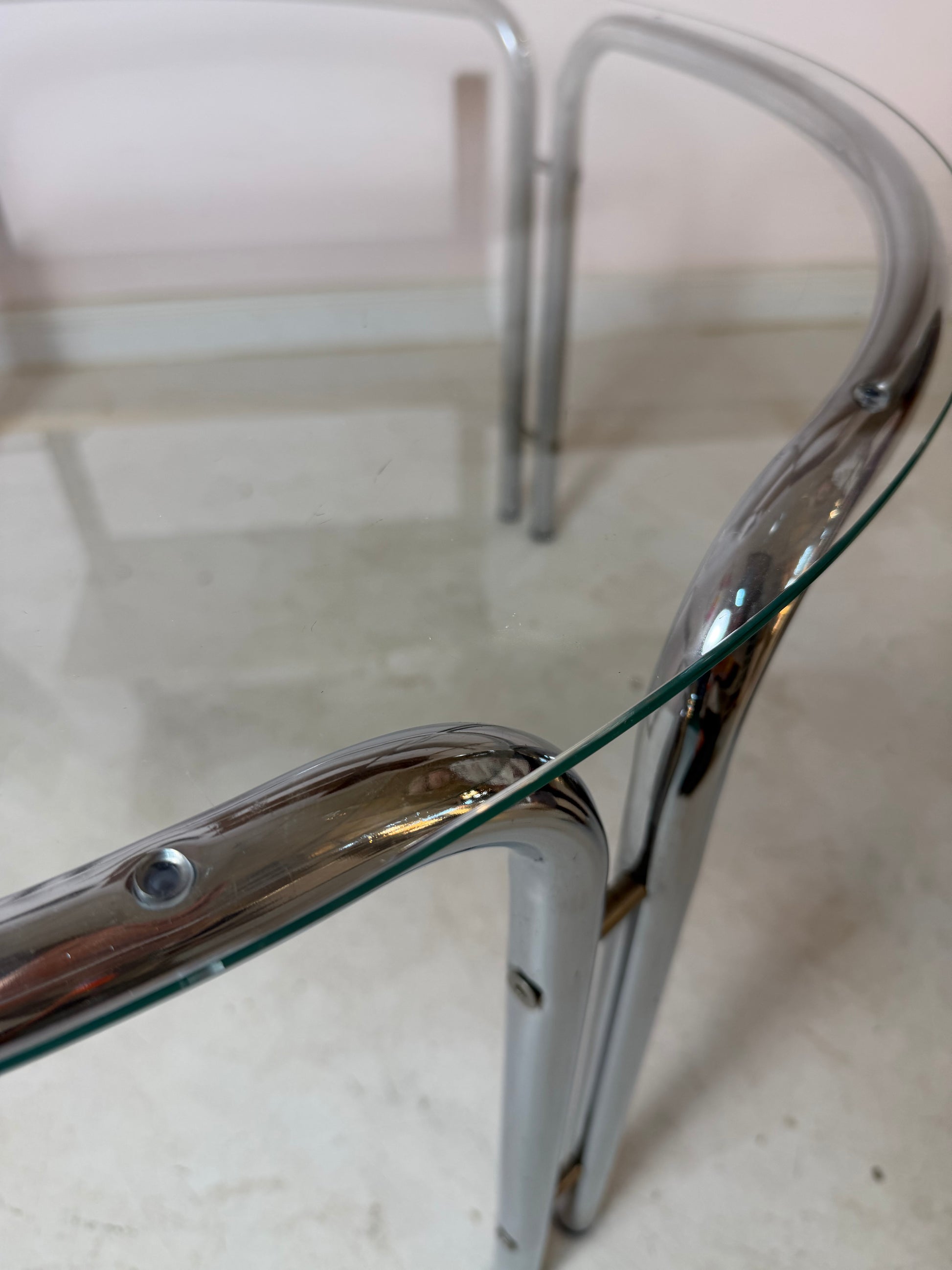 Runder Couchtisch Glas & Chrom