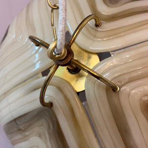 Hängelampe braun Glas Chrom handgearbeitet von Cristallux