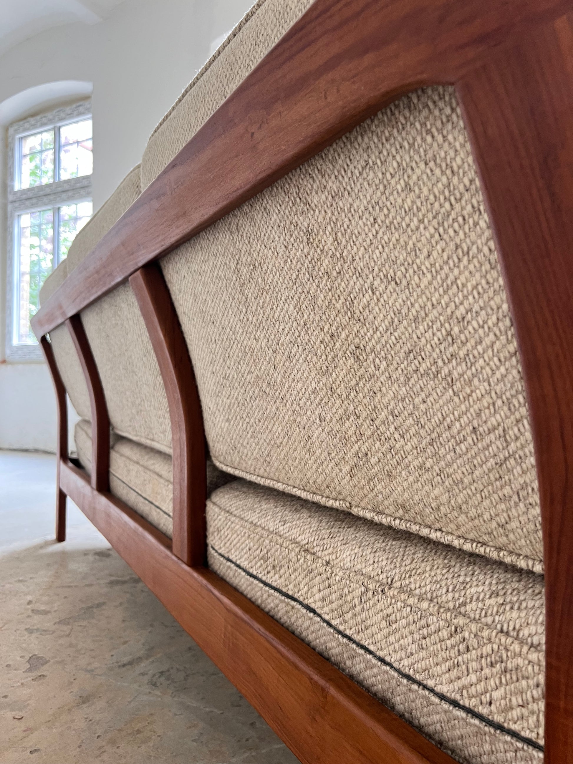 3-Sitzer Sofa Teak & Wolle aus Dänemark