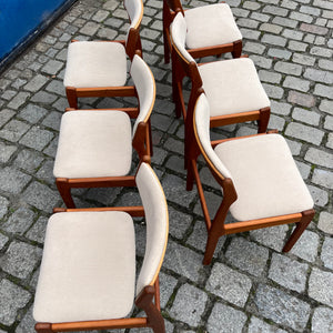 Set: 6x Polsterstuhl beige Teak Cord von Erik Buch