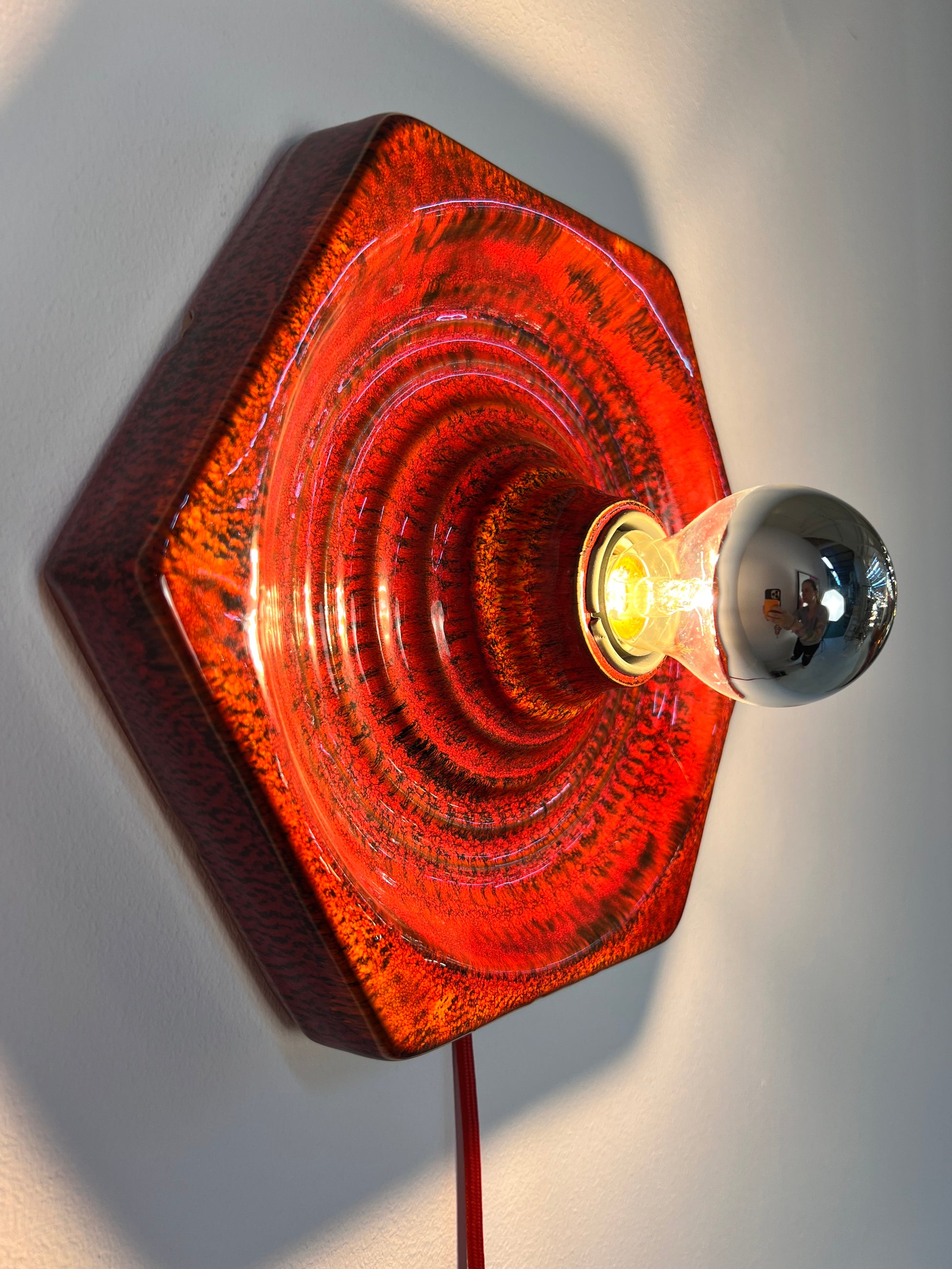 Wandlampe rot Keramik von Hustadt Leuchten