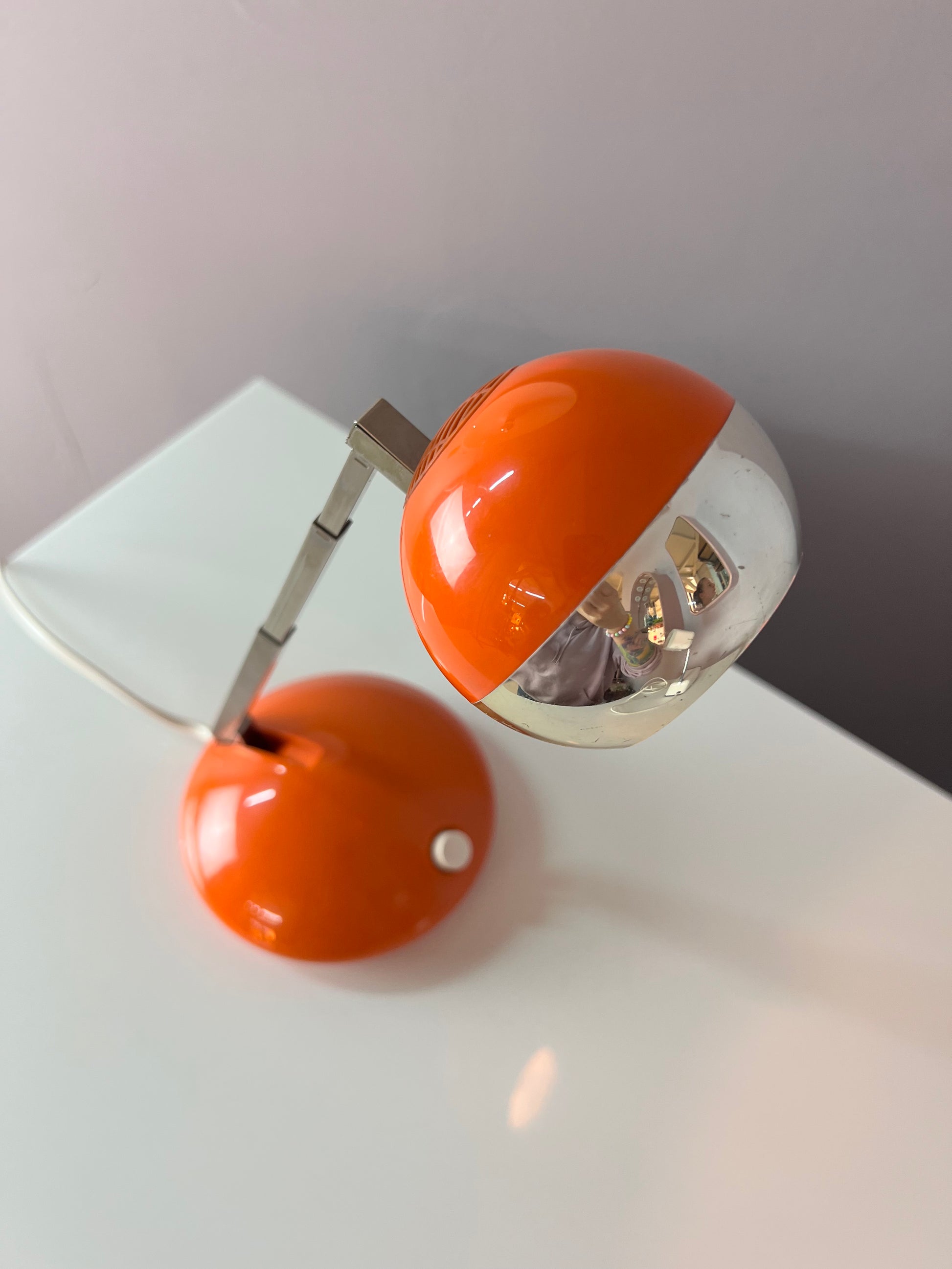 Schreibtischlampe orange mit Teleskoparm von Eichhoff Werke