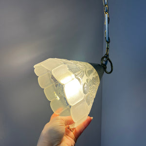 Hängelampe Glas Messing mit Kette aus Dänemark