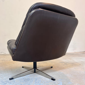 Drehbarer Sessel dunkelbraun Echtleder aus Dänemark
