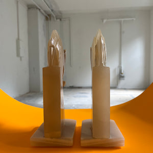 Set: 2x Buchstütze Pferdekopf Onyx Marmor
