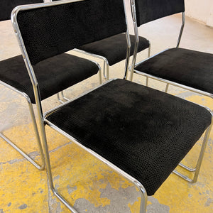 Set: 4x TACKE Polsterstuhl schwarz Chrom