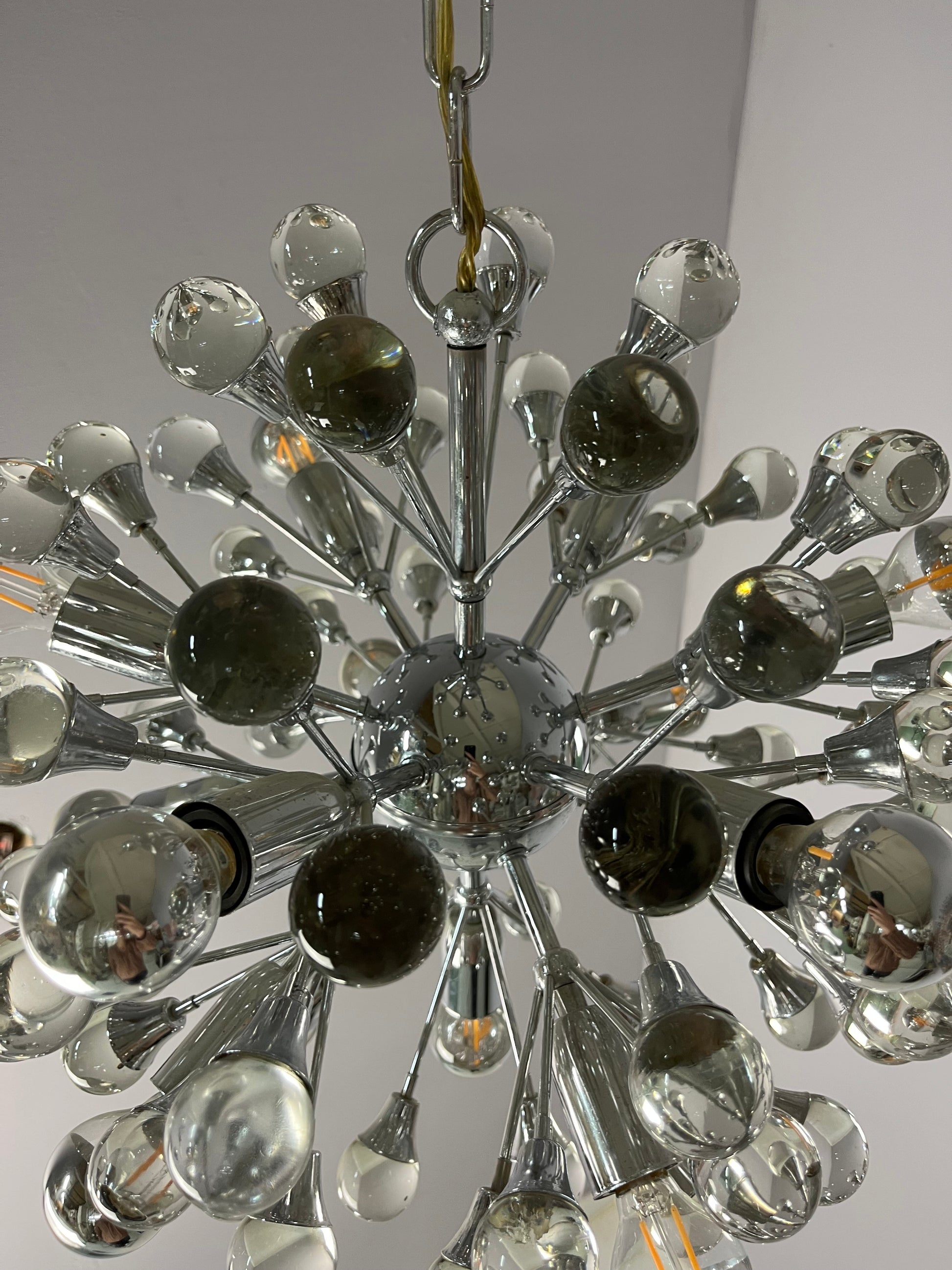 Sputnik Kronleuchter Chrom Glas aus Italien