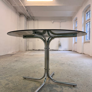 Runder Esstisch Rauchglas & Chrom