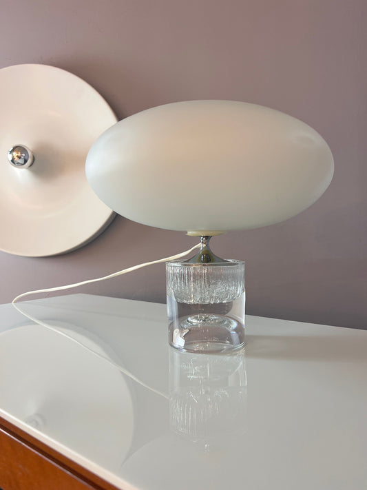 Tischlampe weiß Glas von Daum Nancy