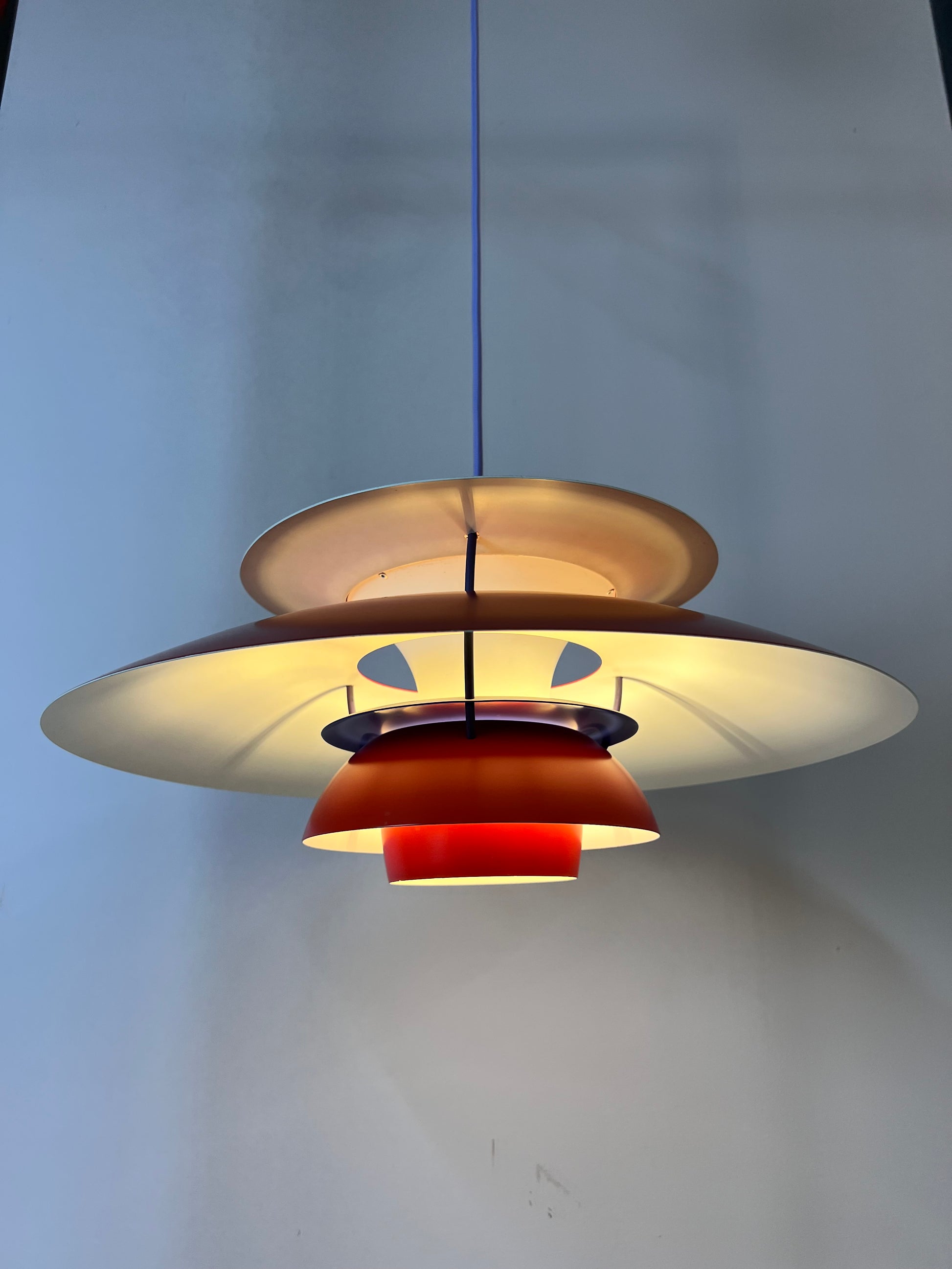 Lamellenlampe PH5 rot von Poul Henningsen für Louis Poulsen