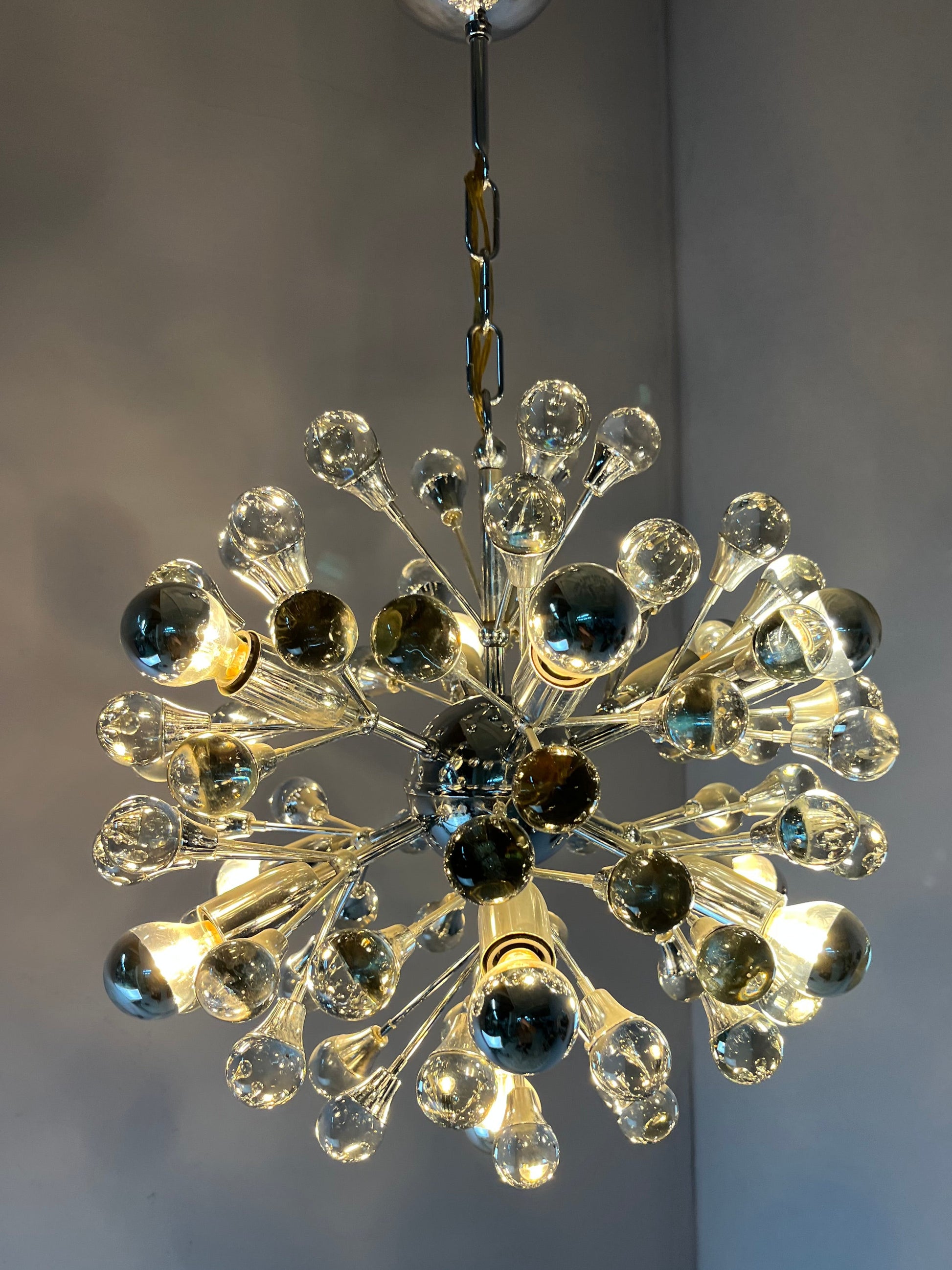 Sputnik Kronleuchter Chrom Glas aus Italien