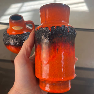 Set: 2x Vase Fat Lava orange schwarz von Kreutz Keramik
