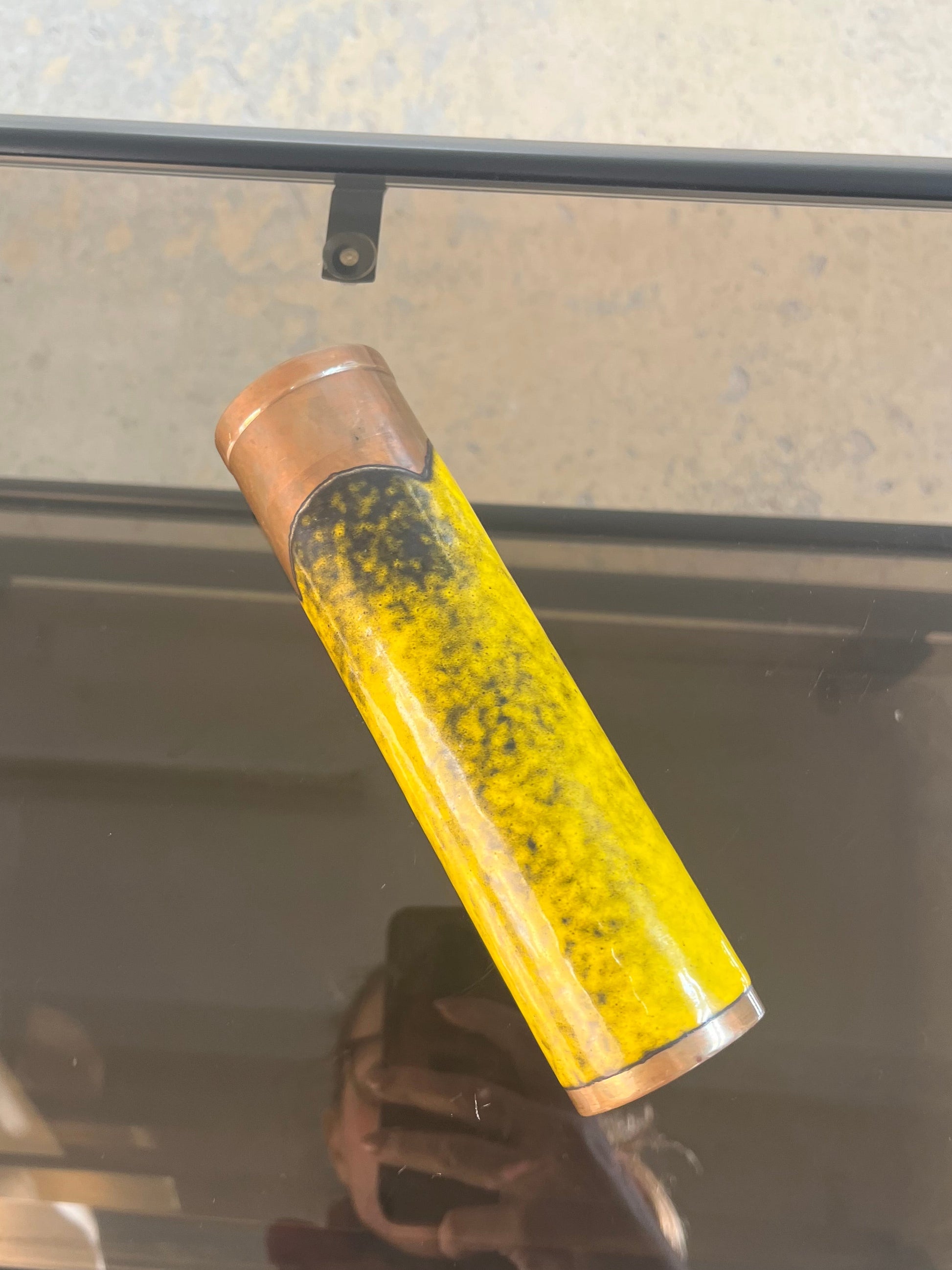 Vase gelb Kupfer Emaille