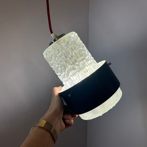 Hängelampe schwarz Eisglas von Carl Fagerlund für Orrefors