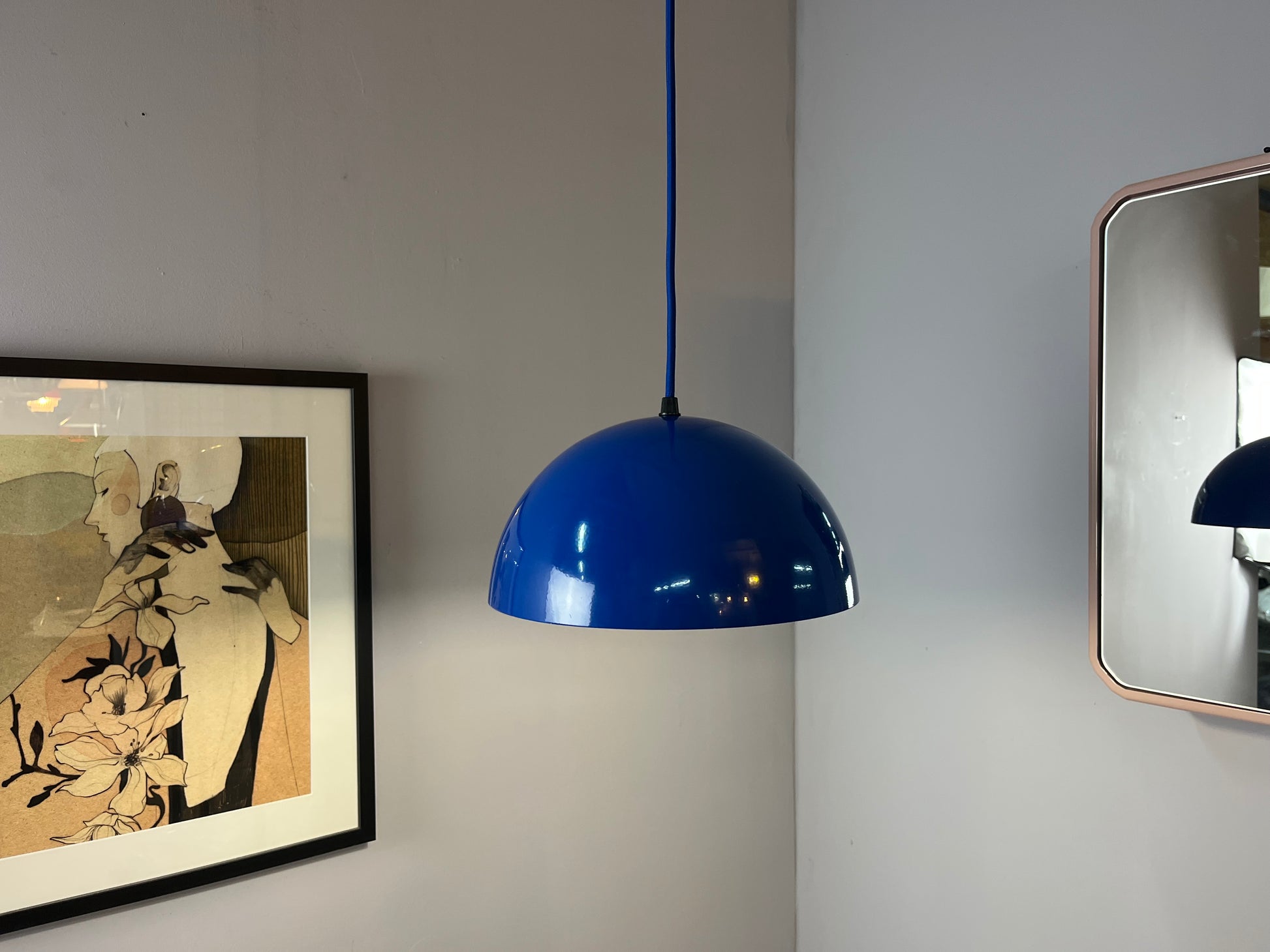 Hängelampe blau Metall
