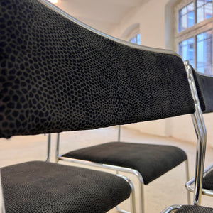 Set: 4x TACKE Polsterstuhl schwarz Chrom